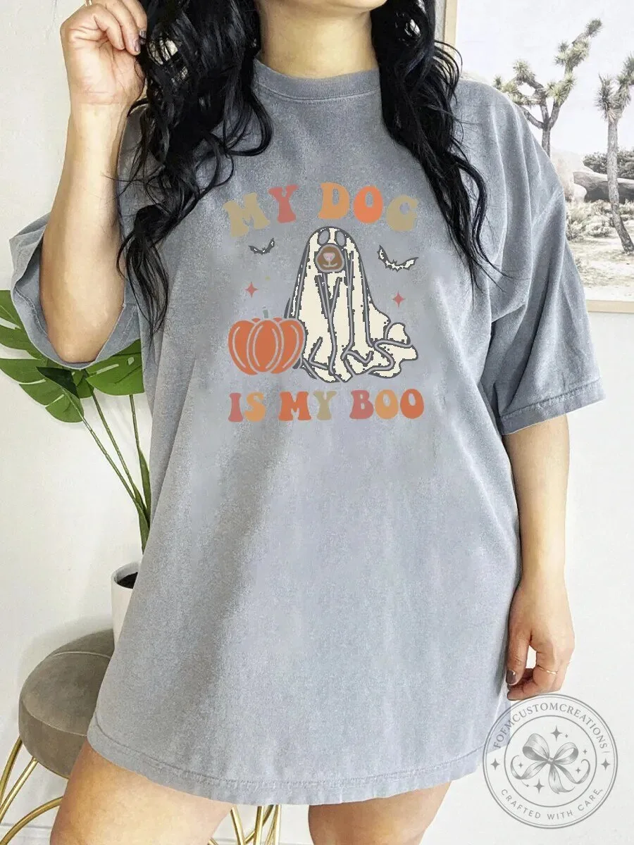 My Dog Is My Boo Halloween Ghost Pumpkin Fall Season T-Shirt