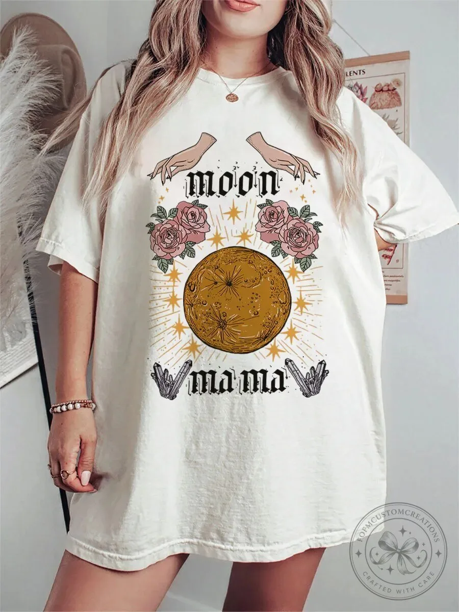 Moon Mama Witchy Celestial Rose Graphic T-Shirt