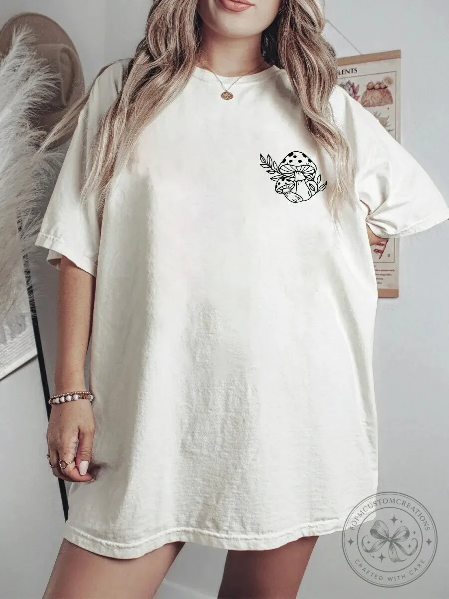 Vintage Mushroom Botanical Illustration Nature Lover T-Shirt