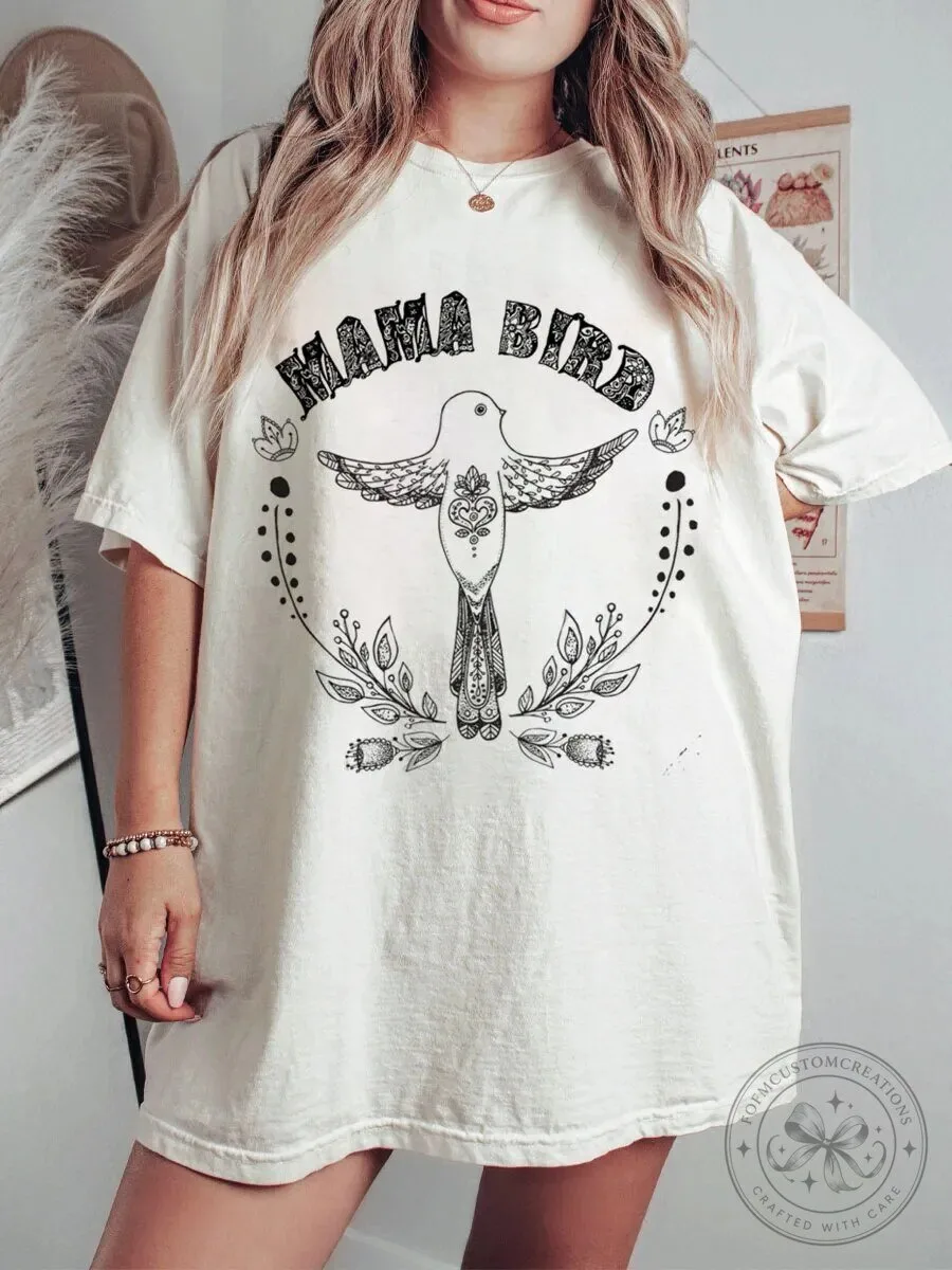 Mama Bird Vintage Style Graphic T-Shirt for Women